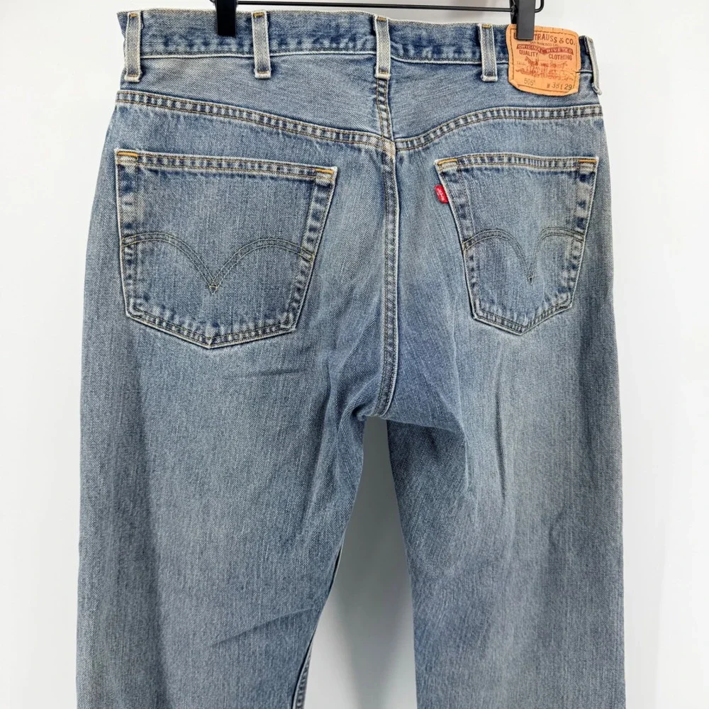 Levi's 505 Regular Fit Distressed Jeans Vintage Workwear 38x29 Medium Wash Blue